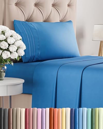 Twin Size 3 Piece Sheet Set - Breathable & Cooling Sheets - Royal Blue by CGKUnlimited