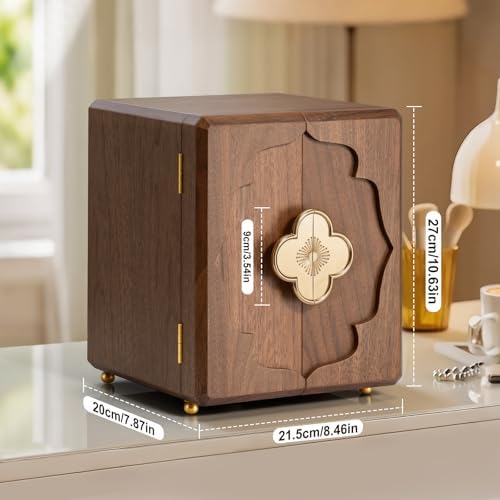 5-Layer Double-Door Walnut Wood Jewelry Box - Image 3
