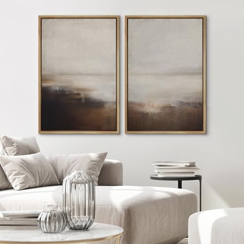 SIGNWIN Framed Canvas Print Wall Art Neutral Landscape Subtle Brown and Gray Tones Illustrations Modern Art Decorative Contemporary for Living Room, Bedroom, Office - 24"" x36 x2 Natural - Image 3