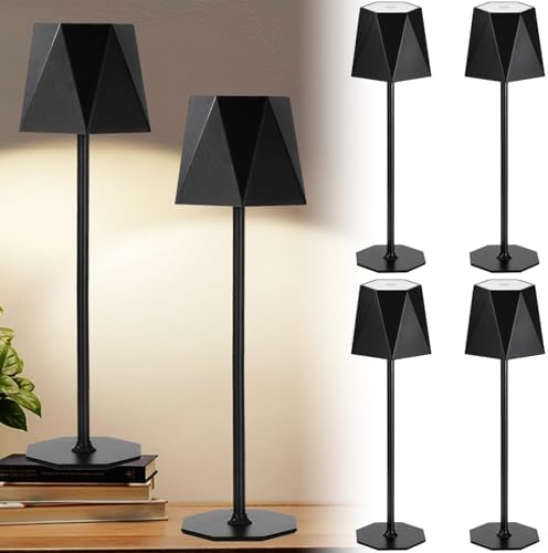 6 Pack LED Cordless Table Lamp Portable Rechargeable Desk Touch Lamp Waterproof 3000mah Battery Operated 3 Color Stepless Dimming Touch Control for Restaurant Bedroom(Black) by Unknown