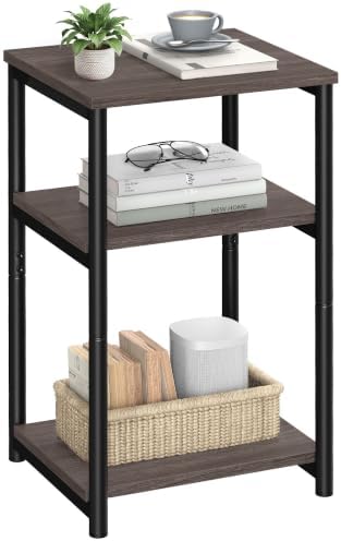 VASAGLE Side Table, Small End Table, Tall Nightstand, Steel Frame by VASAGLEbySONGMICSHOME