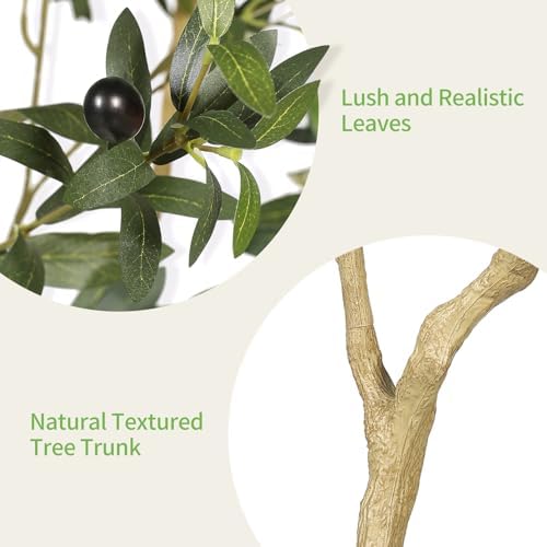 Realead 7ft Artificial Olive Tree with Tall Exquisite Planter - Image 4
