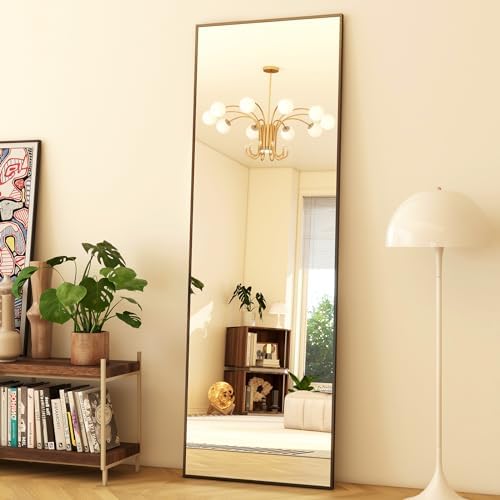 GLSLAND 59"x16" Full Length Mirror Full Body Mirror Freestanding Hanging or Leaning Rectangle Floor Mirror Aluminum Alloy for Bedroom Bathroom Living Room,Black - Image 2