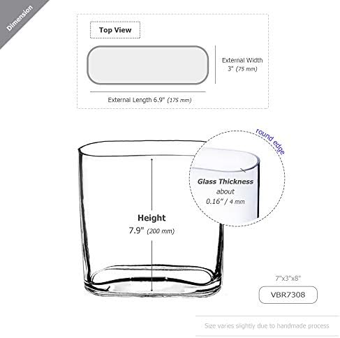 WGV Tall Rectangle Block Vase Bulk, Width 3", Length 7", Height 8", Clear Round Glass Floral Container Wedding Party Event Home Office Decor, 12 Pieces - Image 2