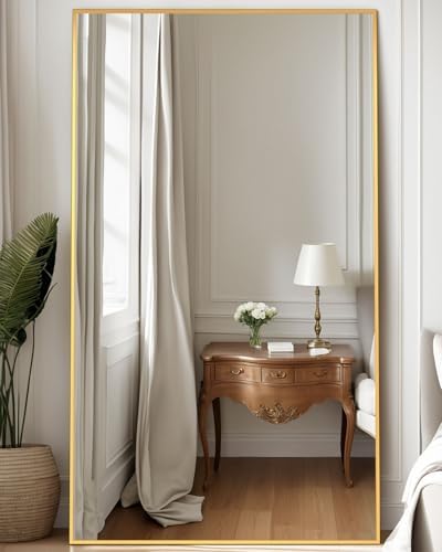 Antok Full Length Mirror, 81"x41" Floor Mirror for Bedroom, Dorm, Gold - Image 2