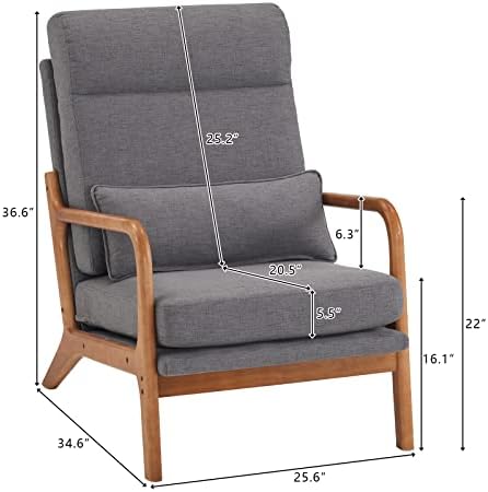 Karl home Accent Chair High Back Mid-Century Modern, Gray - Image 2