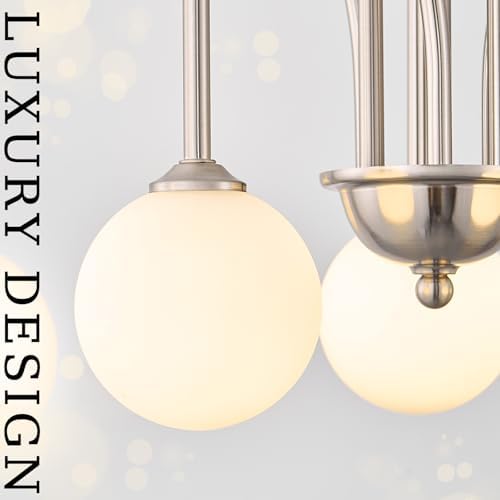 CATINER Modern 40" 6-Light Nickel Sputnik Chandelier with Milk Glass Globe - Image 6