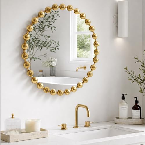 Madison Park 36 inch Gold Round Mirror, Round Mirrors for Wall Decor, Metal Frame Circle Mirrors for Bathroom, Living Room, Circle Wall Metal Art Mirror by MADISONPARK