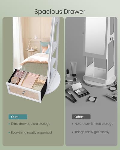 SONGMICS 360° Swivel Jewelry Cabinet, Full-Length Arched Mirror - Image 6
