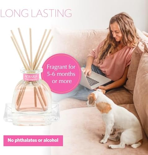 Agraria AirEssence Flower and Reed Diffuser Set, Hand Crafted Sola Flower Botanical Home Fragrance Diffuser, Pink Magnolia Home Decor for Living Room, Bedroom and More - Image 4