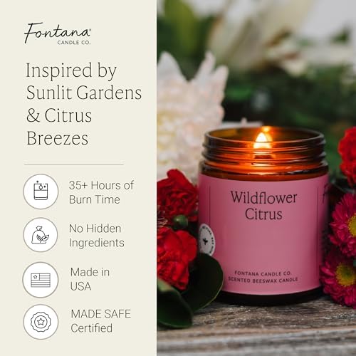 Fontana Candle Co Wood Wick Beeswax Candle, Wildflower Citrus - Image 2