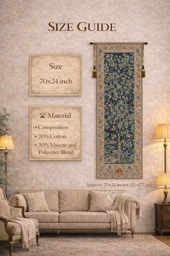 William Morris The Tree of Life Portiere Tapestry Wall Hanging 70 x 24 in - Image 2
