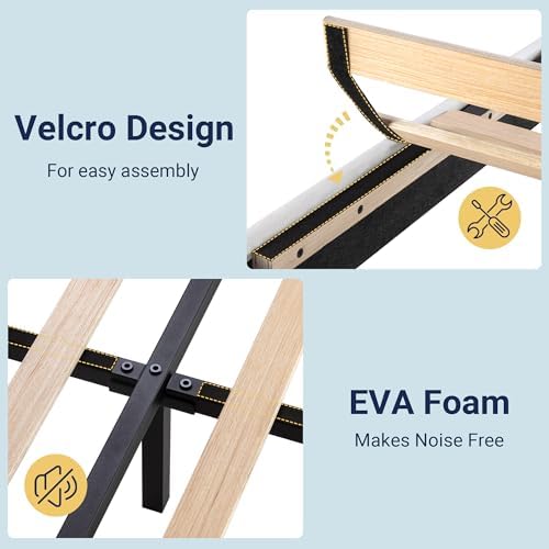 Allewie Twin Size Platform Bed Frame with Velvet Upholstered Headboard - Image 5