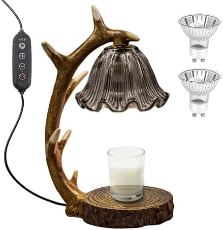 BAUSATZ Candle Warmer Lamp, Candle Light Warmer, Candle Lamp Warmer, Candle Warmer with Timer, Birthday Gifts (Resin Reindeer Antler Design) B by bausatz