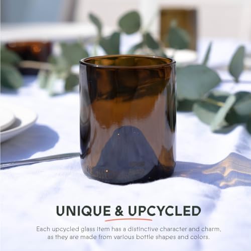 IWAS Upcycled Olive Drinking Glasses | 250 ML | 8.45 OZ | Set of 6 | Sustainable Water Glasses | Environmentally Friendly Dark Brown Glasses For Home - Image 4