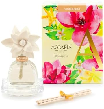 Agraria PetiteEssence 1.7oz Flower and Reed Diffuser Set, Hand Crafted Sola Flower Botanical Air Diffusers for Home, Orchid Vanilla Air Diffusers for Home by Unknown
