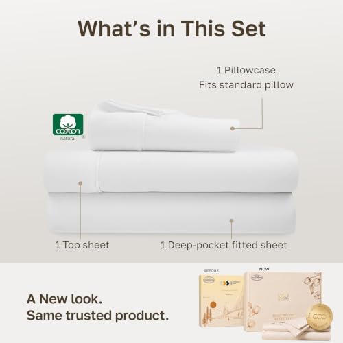California Design Den 100% Cotton Sateen Twin Size Bedsheets Set, 3 Pcs - Image 3