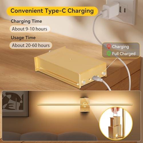 Battery Operated Wall Sconces Set of 2, Remote Control, 10000mAh, Gold - Image 3