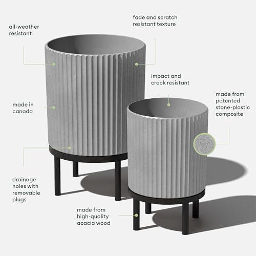 Veradek Demi Series Raised Duo Planters - Set of 2 Planters with Stands - Image 2