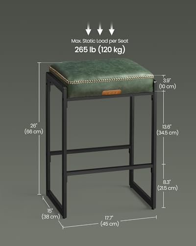 VASAGLE Bar Stools Set of 4, Counter Height, PU Leather, 26-Inch - Image 2