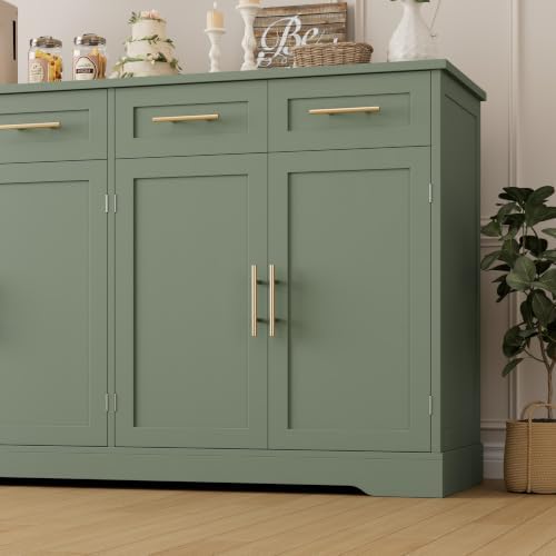 HOSTACK Sideboard Buffet Cabinet with Storage, Kitchen Cabinet, Green/Gold - Image 7