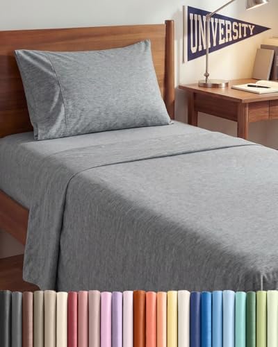 Twin XL 3 Piece Sheet Set - College Dorm Room Essentials - Heathered Grey by CGKUnlimited