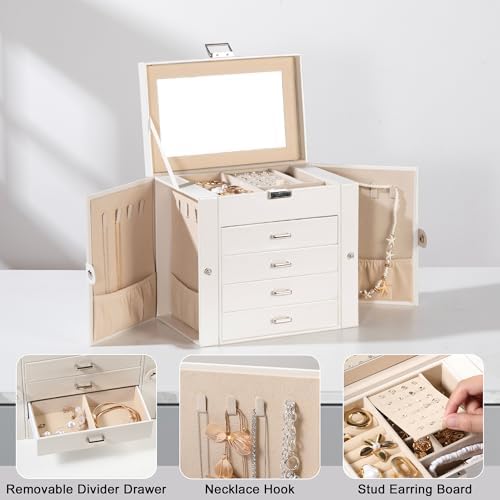 Frebeauty 5-Layer Jewelry Box for Women,Jewelry Organizer with 4 Drawers - Image 5