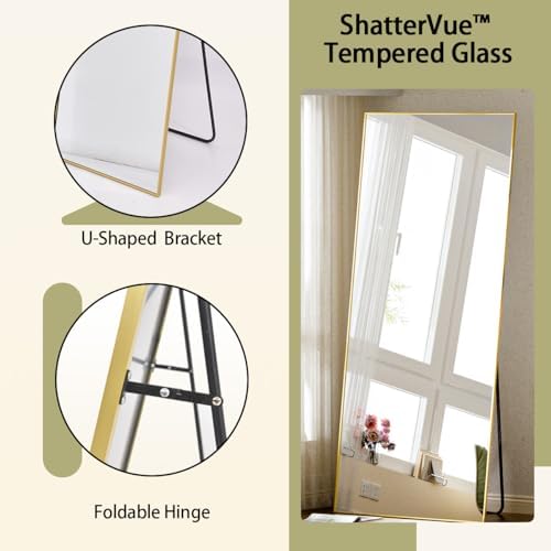 BEAUTYPEAK Full Length Mirror, 71"x26" Floor Mirrors, Gold - Image 2