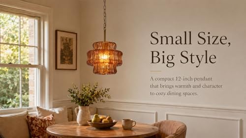 3-Tier 12 Inch Amber Crystal Glass Chandeliers, Modern Gold Luxury Round 1 Lights Hanging Pendant Light Fixture, for Dining Living Room, Bedroom, Foyer, Entryway(Included E26 Bulbs) - Image 2