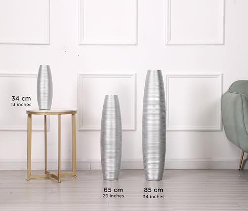 Leewadee Decorative Tall Floor Vase for Living Room Decor, 34 inches, Silver, Resin - Image 5