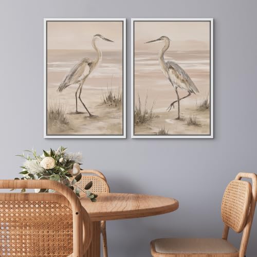 SIGNWIN Framed Canvas Print Wall Art Set Neutral Beach Wildlife Illustrations Modern Art Rustic Ultra for Living Room, Bedroom, Office - 16"x24"x2 WHITE - Image 3