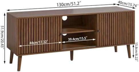 Oubayajia Mid Century Modern TV Stand for Televisions up to 60 Inches, with Sliding Doors and Storage, Television Stands, TV Consoles, Media Consoles for Living Room(Walnut-51.2inch) - Image 2