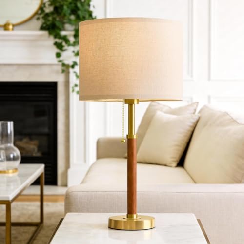 22" Wood Table Lamps Mid Century Modern Lamp for Bedroom Living Room - Image 5