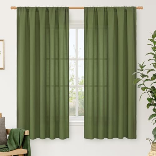 LAMIT Light Filtering Linen Curtains 63 inches Long for Bedroom 2 Panels by LAMIT
