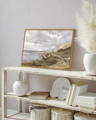 InSimSea Framed Canvas Wall Art Vintage Decor, Coastal Seaside Landscape Paintings, Large Prints, Nature Wall Decorations for Living Room Office Bedroom, 16"x24" - Image 3