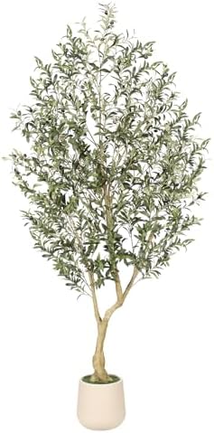 Realead 7ft Artificial Olive Tree with Tall Exquisite Planter by REALEAD