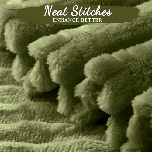 Buryeah 12 Pcs Flannel Blankets Bulk,Fall Outdoor Wedding, Army Green - Image 3