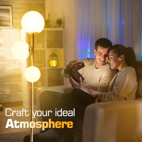 Mid Century Gold Floor Lamp – Dimmable, Remote & Touch, 3-Light - Image 3