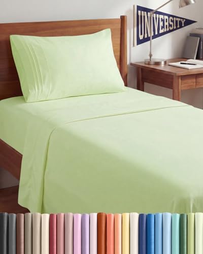 Twin XL 3 Piece Sheet Set - College Dorm Room Essentials - Light Sage Green by CGKUnlimited