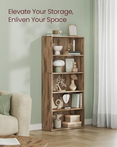 VASAGLE 5-Tier Bookshelf, Storage Organizer, 23.6 x 9.4 x 52.8 Inches - Image 4