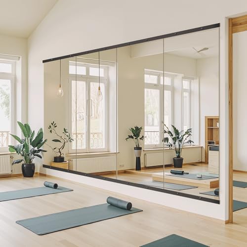 Home Gym Mirror for Wall, 70x24x2PCS Frameless Full Length Mirror, Black - Image 4