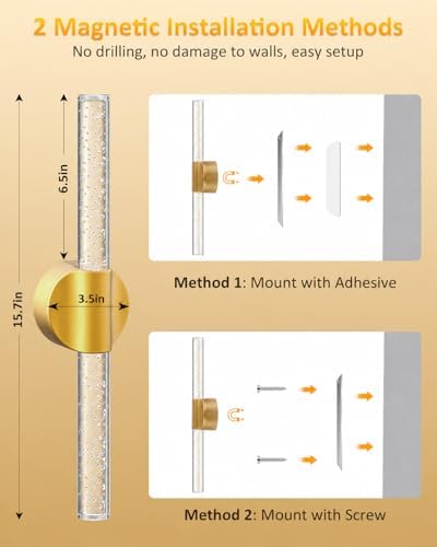 Peel and Stick on Wall Sconce set of 2 Wireless Battery Operated Wall Light - Image 2