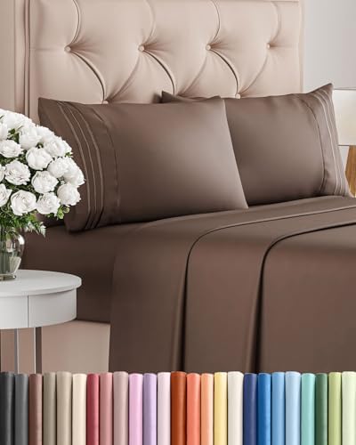 Full Size 4 Piece Sheet Set - Comfy Breathable & Cooling Sheets - Brown by CGKUnlimited