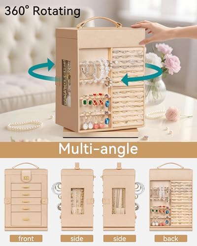 AKOZLIN 6-Tier Jewelry Box Organizer 5 Drawers Storage M-L Champagne - Image 2