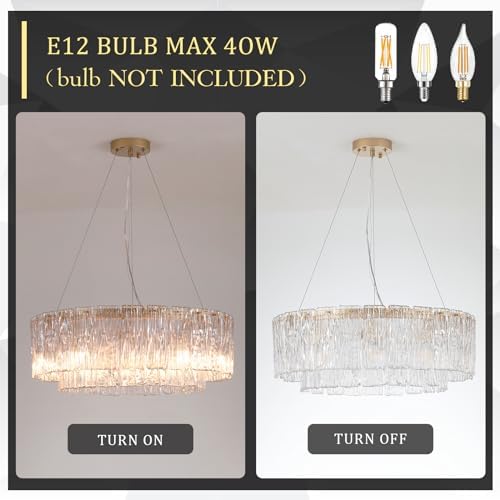 CATINER Modern 24" Crystal Glass Chandelier 10-Light Gold Chandeliers - Image 7