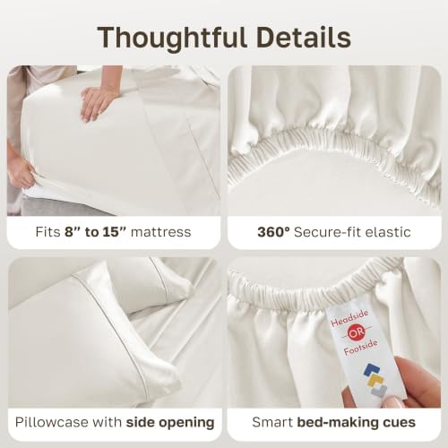 California Design Den Soft 100% Cotton Sateen Twin Bed Sheets Set, 3 Pcs - Image 5