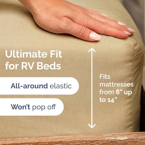 Short Queen Size 4 Piece Bed Sheet Set - RV Short Queen - Heathered Tan - Image 3