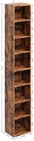 IRONCK Tall Narrow Bookshelf 8 Tiers, Compact Corner Bookcase, Floor Standing Display Storage Shelves 71 in Tall, Easy to Match for Living Room, Office, Study, Bedroom - Image 3