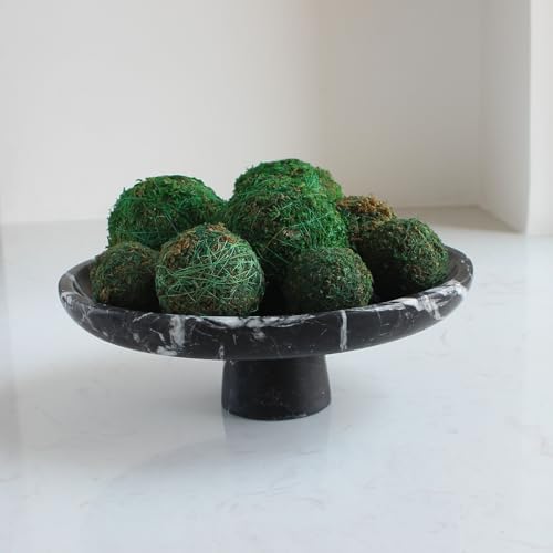Nawgnail Natural Black Marble Fruit Bowl for Kitchen Counter 10.2", Large Decorative Bowl Pedestal for Home Decor, Fruits Holder For Dining Table - Kitchen Organization - Image 6