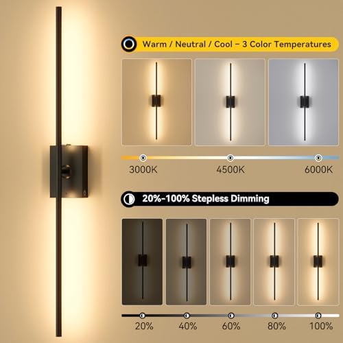 Battery Operated Wall Sconces Set of 2, Remote Control, 10000mAh, Black - Image 2